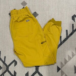 Yellow High waist scrubs joggers